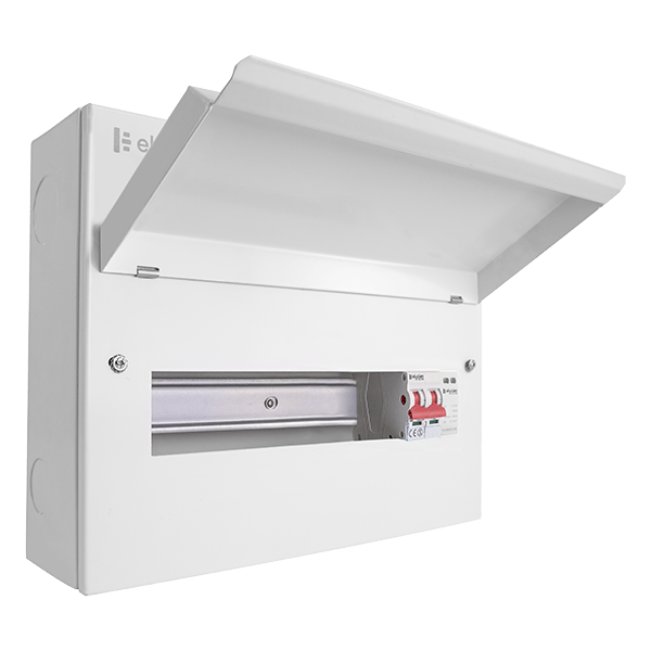 Scolmore CUEB14MSSP11 Elucian 14 Way Metal Consumer Unit With 100A Main Switch & 18mm 2 Pole SPD (11 Useable Ways)