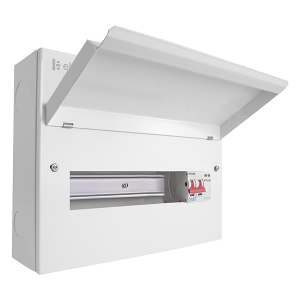 Scolmore CUEB14MSSP11 Elucian 14 Way Metal Consumer Unit With 100A Main Switch & 18mm 2 Pole SPD (11 Useable Ways)