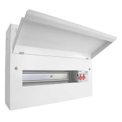 Scolmore CUEB16MSSP13 Elucian 16 Way Metal Consumer Unit With 100A Main Switch & 18mm 2 Pole SPD (13 Useable Ways)