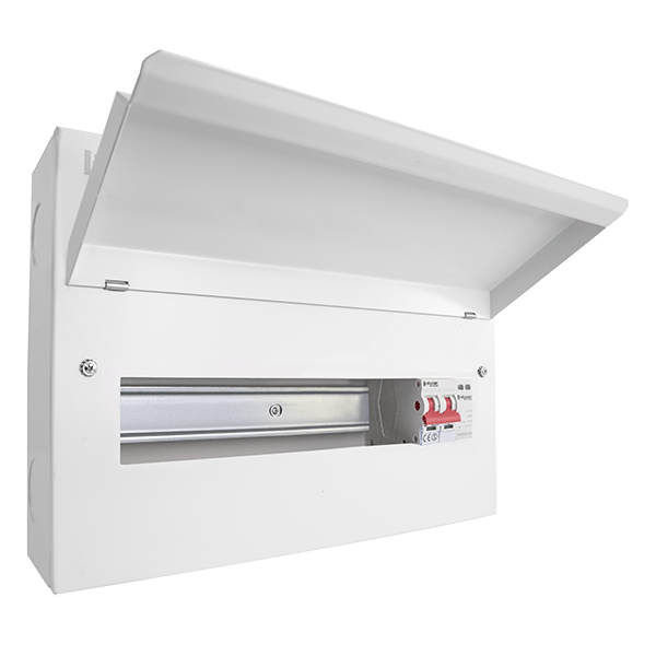 Scolmore CUEB16MSSP13 Elucian 16 Way Metal Consumer Unit With 100A Main Switch & 18mm 2 Pole SPD (13 Useable Ways)