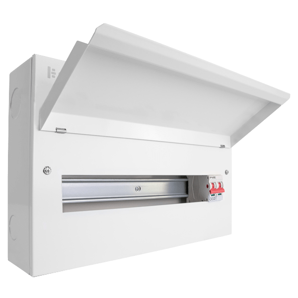 Scolmore CUEB18MS16 Elucian 18 Way Metal Consumer Unit With 100A Mains Switch (16 Useable Ways)