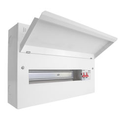 Scolmore CUEB18MSSP15 Elucian 18 Way Metal Consumer Unit With 100A Main Switch & 18mm 2 Pole SPD (15 Useable Ways)