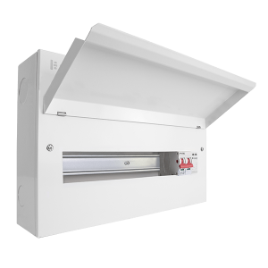 Scolmore CUEB18MSSP15 Elucian 18 Way Metal Consumer Unit With 100A Main Switch & 18mm 2 Pole SPD (15 Useable Ways)