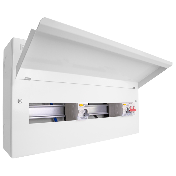 Scolmore CUEB22MSRCD16 Elucian 22 Way Metal Consuner Unit With 100A Mains Switch & 2 x 80A RCCB (16 Useable Ways)
