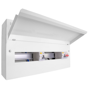 Scolmore CUEB22MSRCD16 Elucian 22 Way Metal Consuner Unit With 100A Mains Switch & 2 x 80A RCCB (16 Useable Ways)