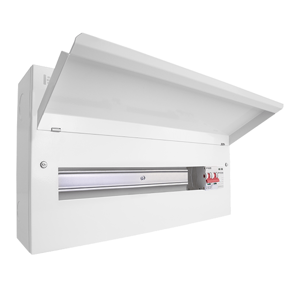 Scolmore CUEB22MSSP19 Elucian 22 Way Metal Consumer Unit With 100A Main Switch & 18mm 2 Pole SPD (19 Useable Ways)