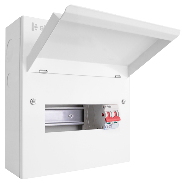 Scolmore CUEB8MS6 Elucian 8 Way Metal Consumer Unit With 100A Mains Switch (6 Useable Ways)