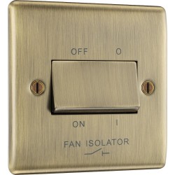 BG Electrical NAB15 Nexus Metal Antique Brass 10AX Triple Pole Fan Isolator Switch