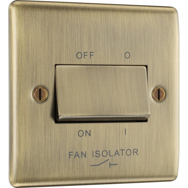BG Electrical NAB15 Nexus Metal Antique Brass 10AX Triple Pole Fan Isolator Switch