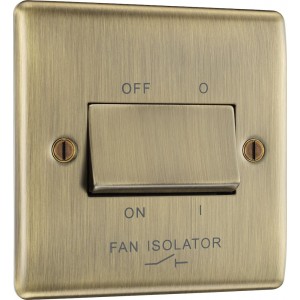 BG Electrical NAB15 Nexus Metal Antique Brass 10AX Triple Pole Fan Isolator Switch
