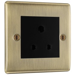 BG Electrical NAB29B Nexus Metal Antique Brass 5A Single Round Pin Unswitched Socket Black Insert