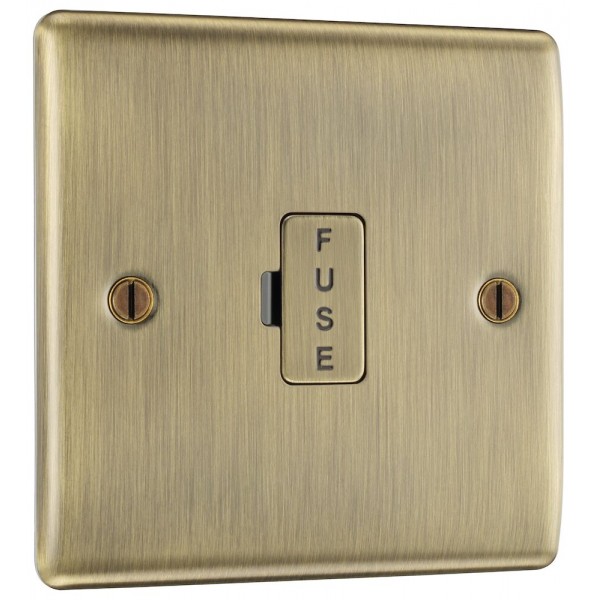 BG Electrical NAB54 Nexus Metal Antique Brass 13A Unswitched Fused Connection Unit