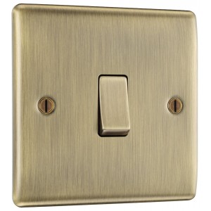BG Electrical NAB12 Nexus Metal Antique Brass 20A 16AX Single Switch 2 Way