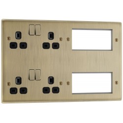 BG Electrical NAB222EM8B Nexus Metal Antique Brass Combination Plate 2 x Double 13A Switched Socket with 8 Module Aperture