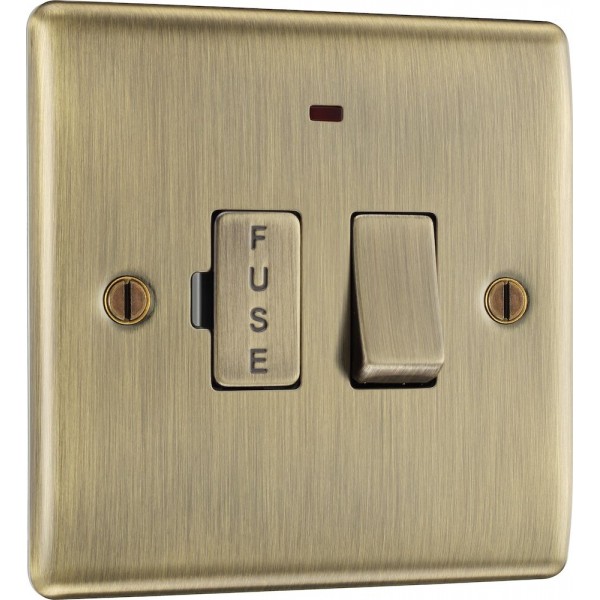 BG Electrical NAB52 Nexus Metal Antique Brass 13A Switched Fused Connection Unit with LED Indicator