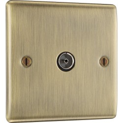 BG Electrical NAB60 Nexus Metal Antique Brass Single Co-Ax Aerial Socket for TV or FM