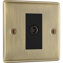 BG Electrical NAB62 Nexus Metal Antique Brass Single Isolated Co-Ax Aerial Socket for TV or FM