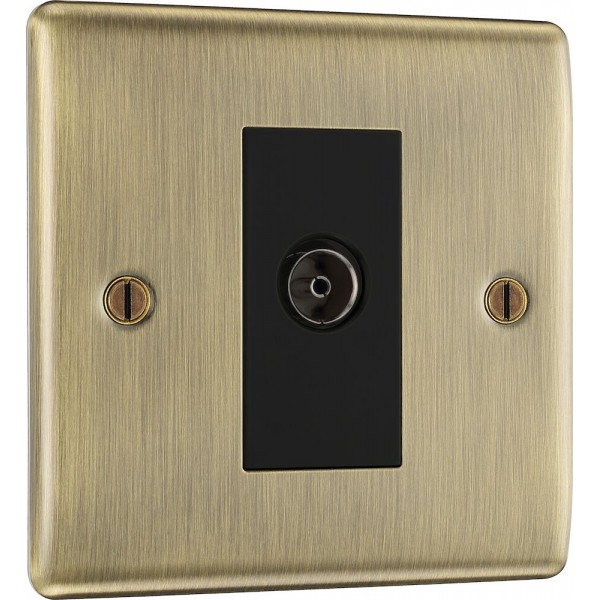 BG Electrical NAB62 Nexus Metal Antique Brass Single Isolated Co-Ax Aerial Socket for TV or FM