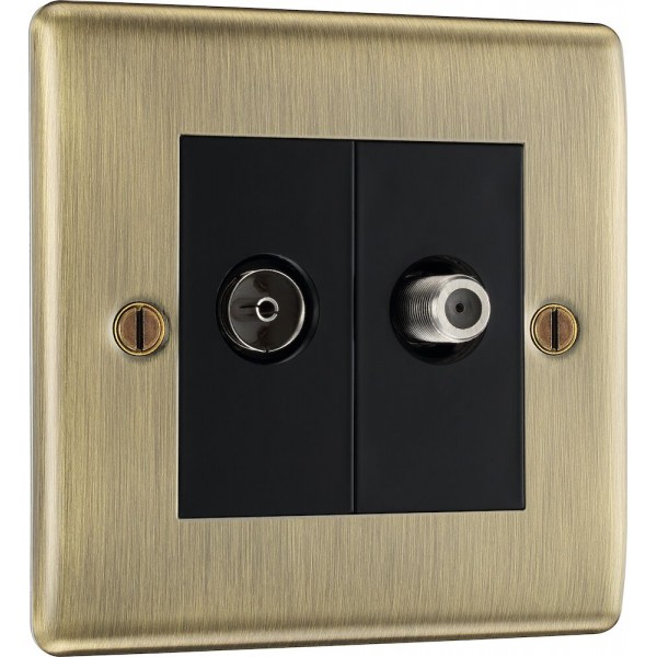 BG Electrical NAB65 Nexus Metal Antique Brass TV/FM/SAT Co-Ax Socket