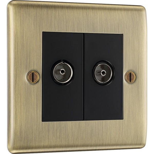 BG Electrical NAB66 Nexus Metal Antique Brass Diplex TV/FM Socket