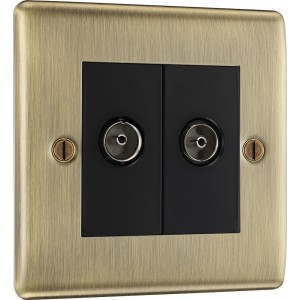 BG Electrical NAB66 Nexus Metal Antique Brass Diplex TV/FM Socket