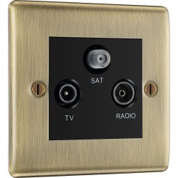 BG Electrical NAB67 Nexus Metal Antique Brass Screen Triplex TV/FM/SAT Socket