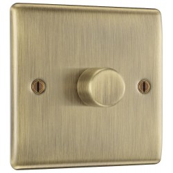 BG Electrical NAB81 Nexus Metal Antique Brass Single Dimmer Switch 2 Way Trailing Edge 200W