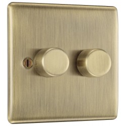 BG Electrical NAB82 Nexus Metal Antique Brass Double Dimmer Switch 2 Way Trailing Edge 200W