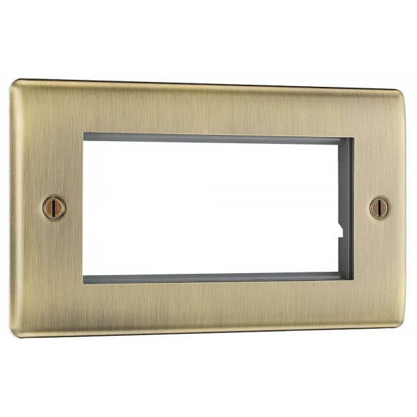 BG Electrical NABEMR4 Nexus Metal Antique Brass Rectangular Euro Module Front Plate 4 Module