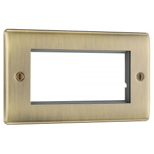 BG Electrical NABEMR4 Nexus Metal Antique Brass Rectangular Euro Module Front Plate 4 Module