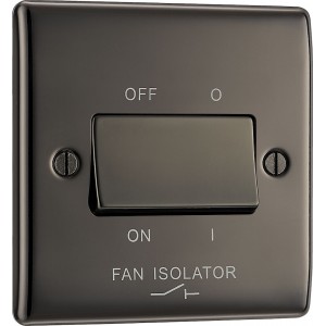 BG Electrical NBN15 Nexus Metal Black Nickel 10AX Triple Pole Fan Isolator Switch