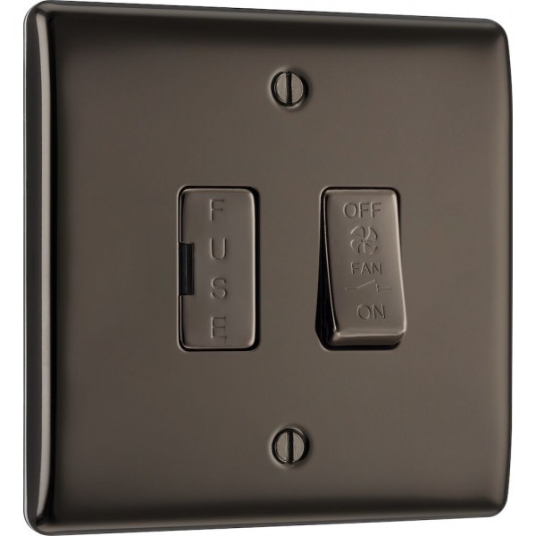 BG Electrical NBN15F Nexus Metal Black Nickel 10AX Fused Triple Pole Fan Isolator Switch