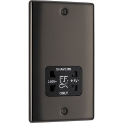 BG Electrical NBN20B Nexus Metal Black Nickel Shaver Socket Dual Voltage 115/240V Black Insert