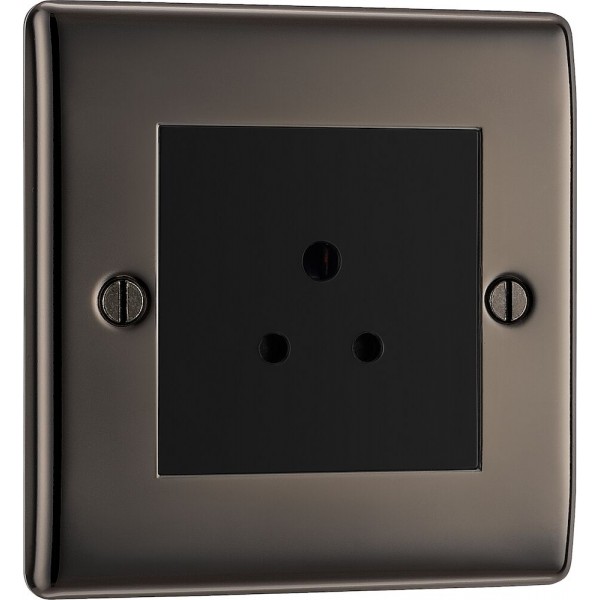 BG Electrical NBN28B Nexus Metal Single Round Pin Unswitched 2A Socket Black Nickel