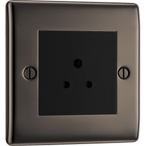 BG Electrical NBN28B Nexus Metal Single Round Pin Unswitched 2A Socket Black Nickel