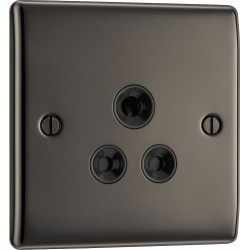 BG Electrical NBN29B Nexus Metal Black Nickel 5A Single Round Pin Unswitched Socket Black Insert