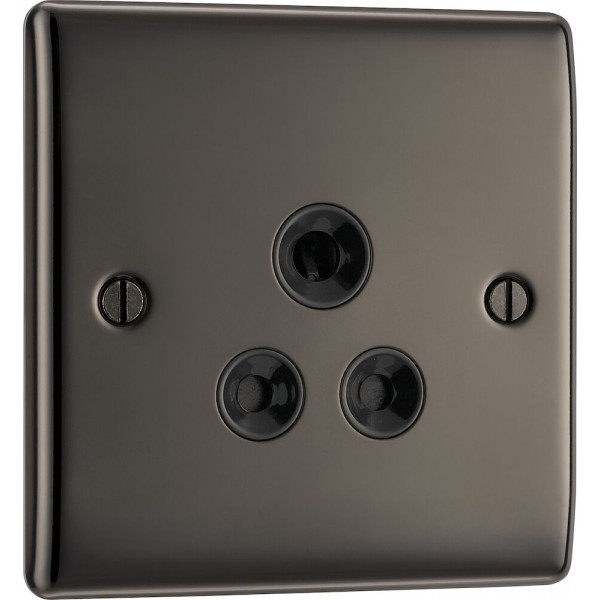 BG Electrical NBN29B Nexus Metal Black Nickel 5A Single Round Pin Unswitched Socket Black Insert