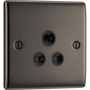 BG Electrical NBN29B Nexus Metal Black Nickel 5A Single Round Pin Unswitched Socket Black Insert