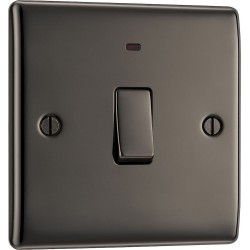 BG Electrical NBN31 Nexus Metal Black Nickel 20A Double Pole Switch With LED Indicator