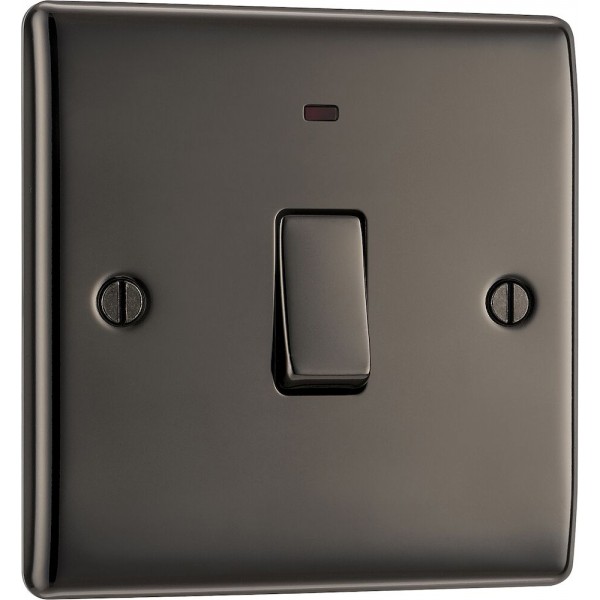 BG Electrical NBN31 Nexus Metal Black Nickel 20A Double Pole Switch With LED Indicator