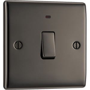BG Electrical NBN31 Nexus Metal Black Nickel 20A Double Pole Switch With LED Indicator
