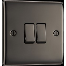 BG Electrical NBN42 Nexus Metal Black Nickel 20A 16AX Double Switch 2 Way
