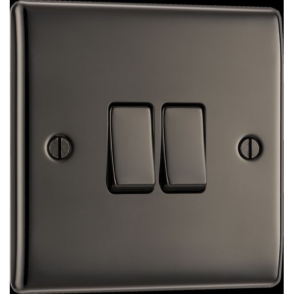 BG Electrical NBN42 Nexus Metal Black Nickel 20A 16AX Double Switch 2 Way