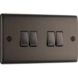 BG Electrical NBN44 Nexus Metal Black Nickel 20A 16AX Quadruple Switch 2 Way
