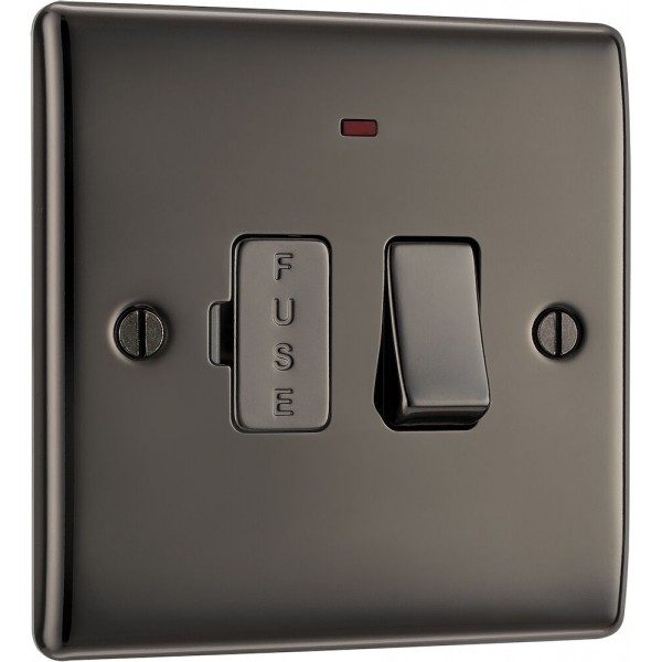 BG Electrical NBN52 Nexus Metal Black Nickel 13A Switched Fused Connection Unit with LED Indicator