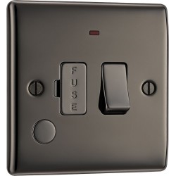 BG Electrical NBN53 Nexus Metal Black Nickel 13A Switched Fused Connection Unit with LED Indicator and Flex Outlet
