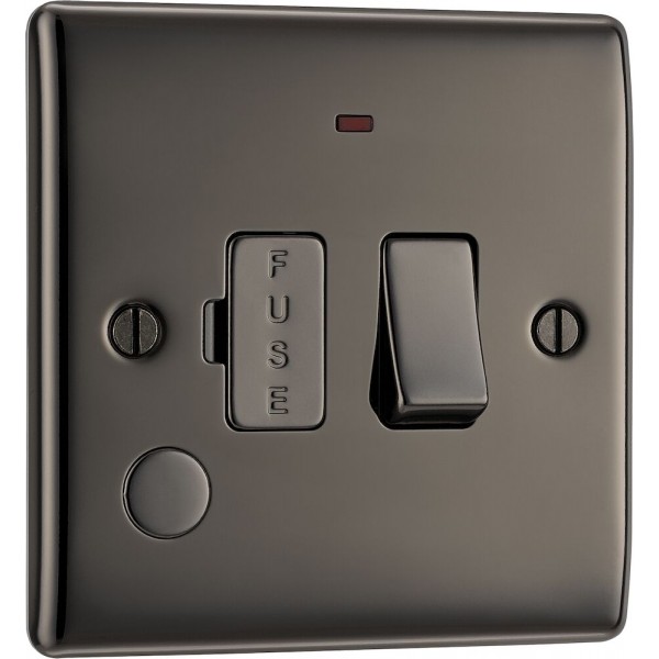 BG Electrical NBN53 Nexus Metal Black Nickel 13A Switched Fused Connection Unit with LED Indicator and Flex Outlet