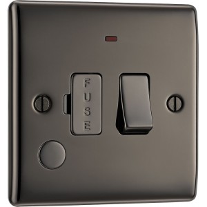 BG Electrical NBN53 Nexus Metal Black Nickel 13A Switched Fused Connection Unit with LED Indicator and Flex Outlet