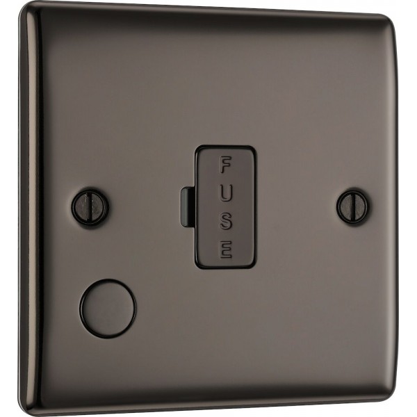 BG Electrical NBN55 Nexus Metal Black Nickel 13A Unswitched Fused Connection Unit with Flex Outlet