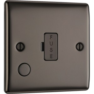 BG Electrical NBN55 Nexus Metal Black Nickel 13A Unswitched Fused Connection Unit with Flex Outlet